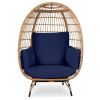 Oversized Patio Rattan Egg Chair; Dark Blue