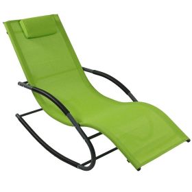 Modern Green Rocking Chaise Lounge Chair with Pillow