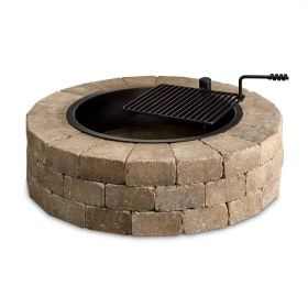 Stone Fire Pit Kit with Cooking Grill Grate