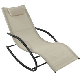 Modern Rocking Chaise Lounger with Pillow
