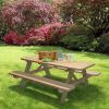 Solid Wood Picnic Table with Benches