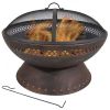 25 Inch Steel Fire Pit with Spark Screen