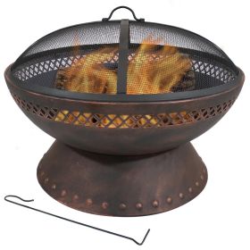 25 Inch Steel Fire Pit with Spark Screen