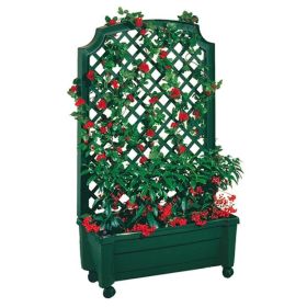 Green Wheeled Planter Trellis