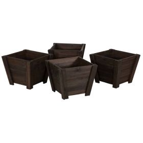 Set of 4 Small Wooden Garden Planters
