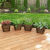 Set of 4 Small Wooden Garden Planters
