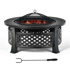 Rustic Steel Fire Pit with Grill