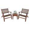 Patio Wooden and Rattan Bistro Set