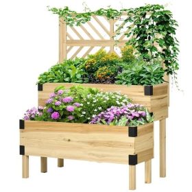 2 Tier Self Draining Planter Box with Trellis