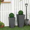 Set of 2 Grey Lightweight Flower Planters; 22" and 18"
