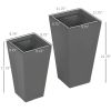 Set of 2 Grey Lightweight Flower Planters; 22" and 18"