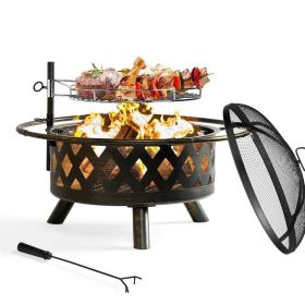 30-inch Wood Burning Fire Pit Grill