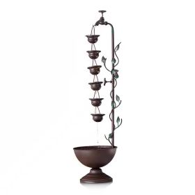 6-Tier Hanging Cup Water Fountain in Bronze Finish