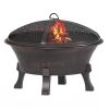 Cast Iron Fire Pit with Mesh Cover and Poker
