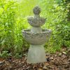 Garden 3-Tier Polyresin Stone Water Fountain with Pump