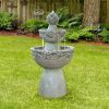 Garden 3-Tier Polyresin Stone Water Fountain with Pump