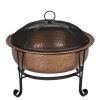 Hammered Copper Fire Pit with Stand and Screen