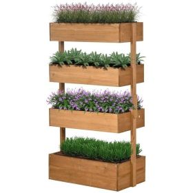 Raised 4-Tier Wooden Planter Box