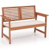 Solid Wood Garden Bench with Seat Cushion