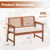 Solid Wood Garden Bench with Seat Cushion