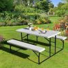 Folding HDPE Picnic Table with 2 Benches