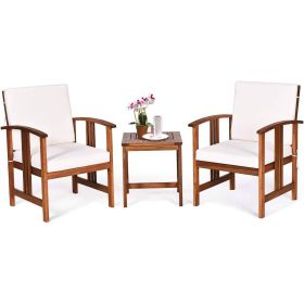 3 Piece Patio Furniture Set with White Cushions
