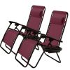 Set of 2 Burgundy Red Folding Zero Gravity Lounge Chairs