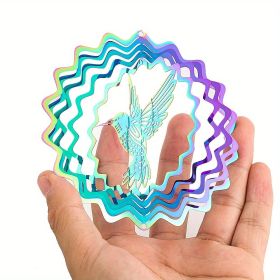 Colorful 3D Rotating Wind Spinner; Hummingbird Design