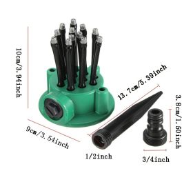 Garden Multi-head Irrigation Sprinkler; 360 Degree Range; 1 Piece