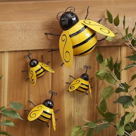 Metal Bumble Bee Wall Art; 4 piece set