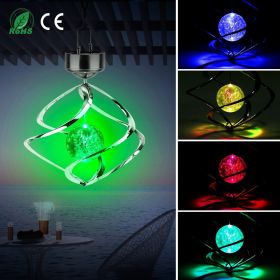 Spiral Spinner LED Solar Lights Wind Chime; Color Changing