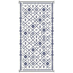 Outsunny Reversible Outdoor Rug with Carry Bag, 9' x 18', Blue & White