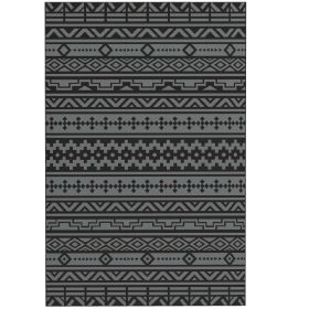 Outsunny Reversible Waterproof Outdoor Rug with Carry Bag; 6' x 9'; Black & Gray Geometric Wall