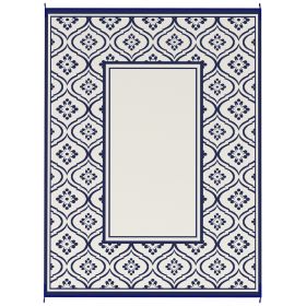 Outsunny Reversible Outdoor Waterproof Rug with Carry Bag; 9' x 12'; Blue & White Gourd Border