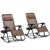 Outsunny Rocking and Foldable Zero Gravity Chair Set with Pillows; 2 Piece; Brown