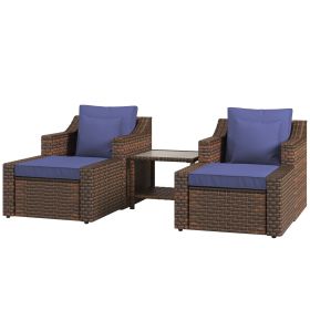 Outsunny Patio Wicker Chair Set with Accent Pillows and Coffee Table; 5-Piece