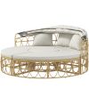 Outsunny Round Wicker Daybed with Cushions and Retractable Canopy; Beige