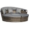 Outsunny Rattan Canopied Daybed; Mocha Brown; 4-Pieces