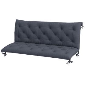 Outsunny Bench Cushion Tufted 3-Seater for Swing; Dark Gray