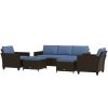 Outsunny PE Rattan 5-Piece Patio Furniture Set with Cushions; Includes Footstools; Deep Coffee