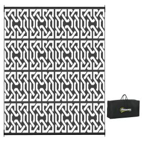 Outsunny Portable and Reversible Black & White 8'x10' Patio Rug with Carry Bag