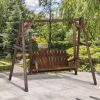 Outsunny Solid Wood Loveseat Swing; Brown