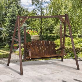 Outsunny Solid Wood Loveseat Swing; Brown