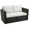Outsunny 2PC Patio Wicker Corner Sofa Set With Beige Cushions