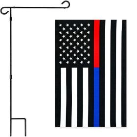 Garden Flag Stand 36x16 Inch with Thin Blue and Red Line Flag 12x18 Inch