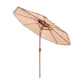 Tiki 2-Tier Thatched 9 ft Umbrella; for Pool, Patio, or Beach
