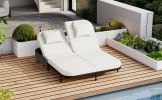 TREXM Patio Rattan Daybed with 5-Position Adjustable Backrest; Removable Cushions & Pillows
