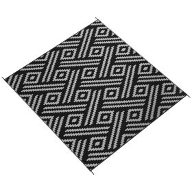 Outsunny Portable 8x10 Patio Mat With Carry Bag; Reversible; Black/Gray Geometric Design