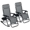 Outsunny 2 Pack Zero Gravity Chair Recliners with Pillows; Grey