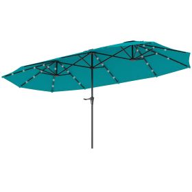 Outsunny 13ft Double-Sided Market Umbrella with Solar Lights; Blue